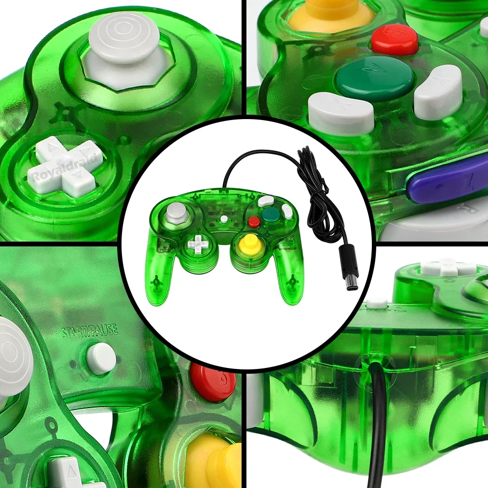 Retro Gaming Joystick - 8 สีโปร่งใสสำหรับคอนโทรลเลอร์เกมแบบมีสาย NGC สำหรับเกมคิวบ์ NGC คลาสสิคจอยสติ๊กเกมย้อนยุคจอยเกมแบบมีสาย