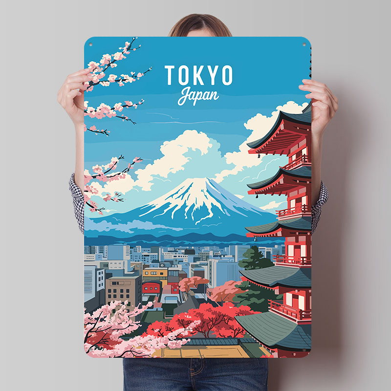Retro Gaming Tokyo - ป้ายโลหะตกแต่งผนังสไตล์เรโทร โตเกียว ประเทศญี่ปุ่น ของที่ระลึก ของตกแต่งห้องนอน ของตกแต่งห้องเล่นเกม