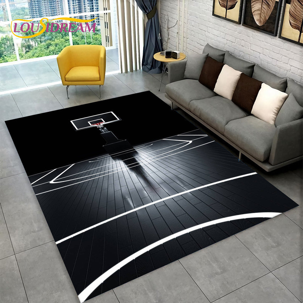 Retro Gaming Rug - พรมปูพื้นลายการ์ตูนสำหรับเด็กเล่น3D บาสเก็ตบอลขนาดใหญ่พรมปูพื้นสำหรับตกแต่งโซฟาห้องรับแขกห้องนอนห้องเด็กเล่น