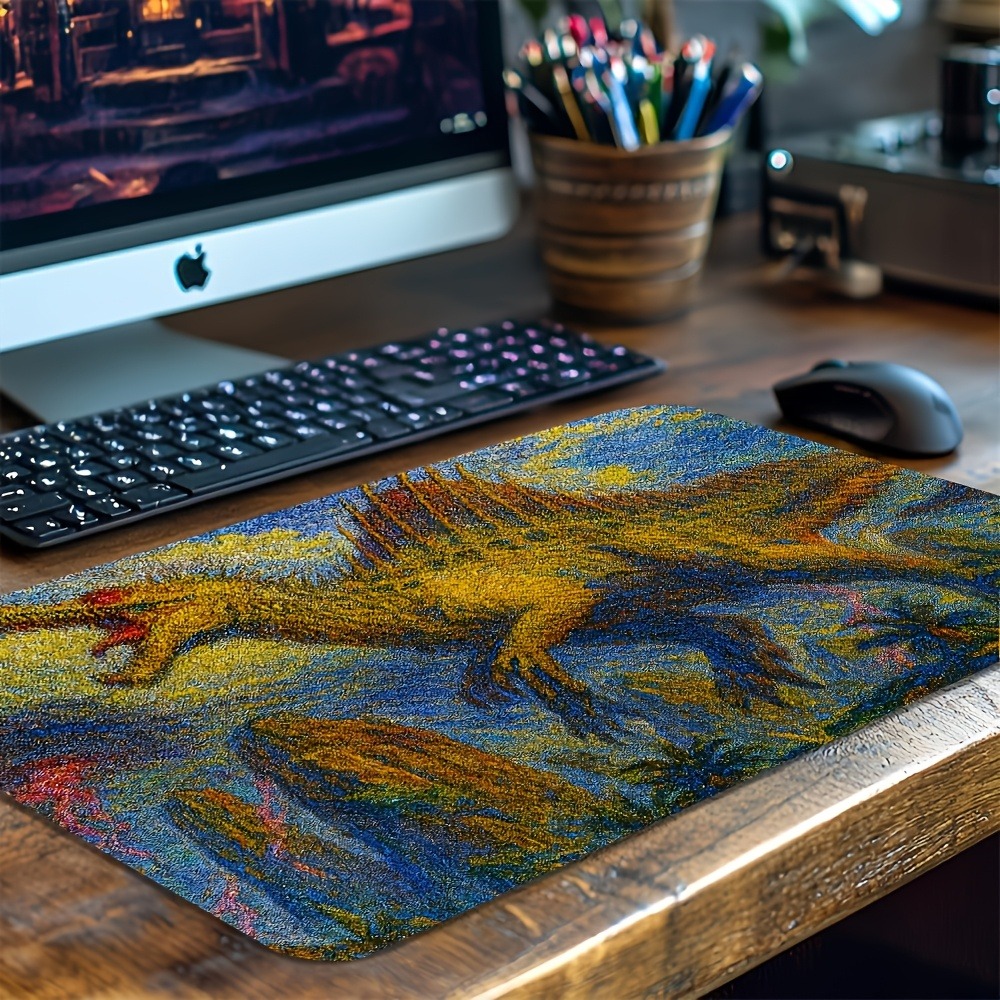 Retro Gaming Laptop - แผ่นรองเมาส์ลายเรโทรสไปโนซอรัส แผ่นรองโต๊ะกันลื่น แผ่นรองคีย์บอร์ดขนาดใหญ่สำหรับคอมพิวเตอร์ แล็ปท็อป นักเล่นเกม สำนักงาน