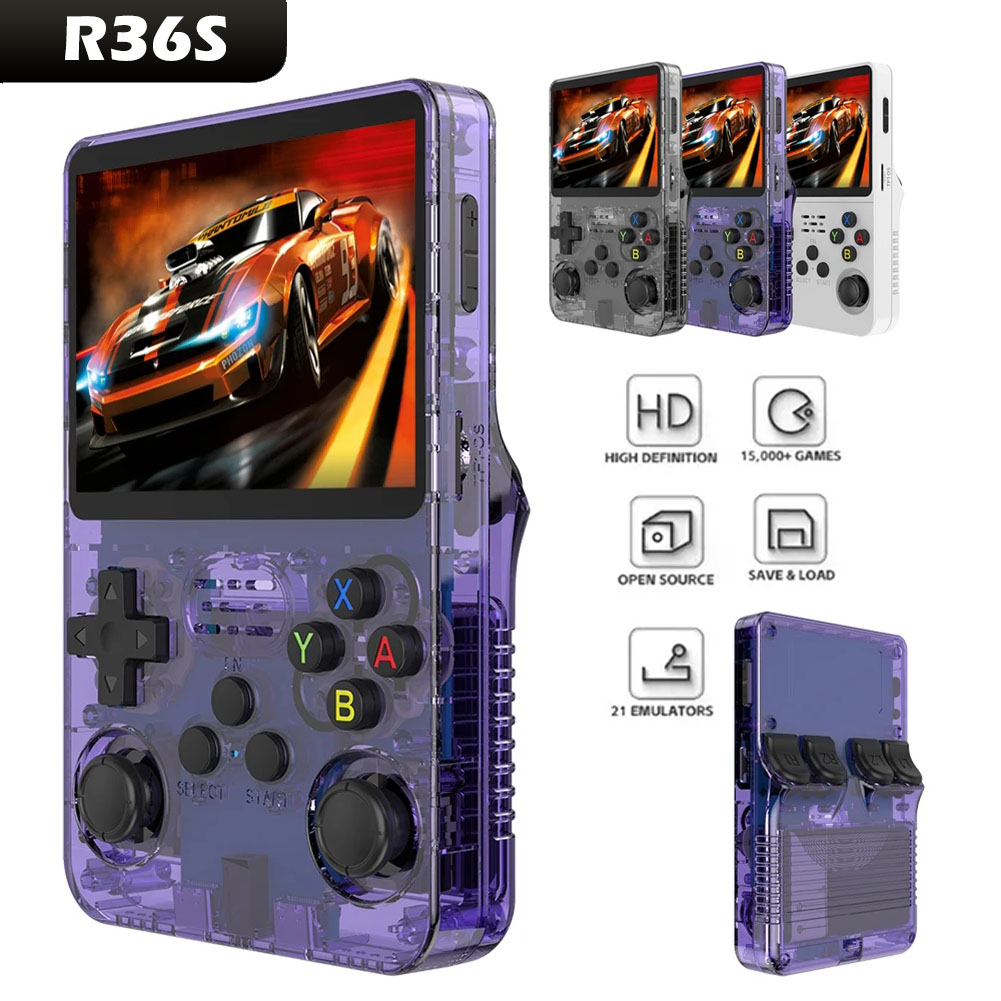 Retro Gaming Years - เครื่องเล่นวิดีโอเกมมือถือระบบลินุกซ์แบบพกพาเปิดแหล่งที่มา R36S ย้อนยุคเครื่องเล่นวิดีโอแบบพกพา3.5นิ้วหน้าจอ IPS เกมย้อนยุคคลาสสิก