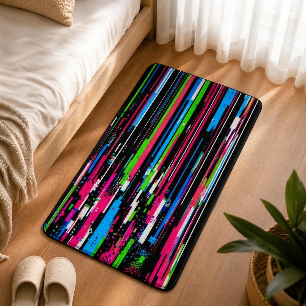 พรมปูพื้นลายทางแนวตั้งสีสันสดใ - Retro Gaming Rug บทวิจารณ์และราคา