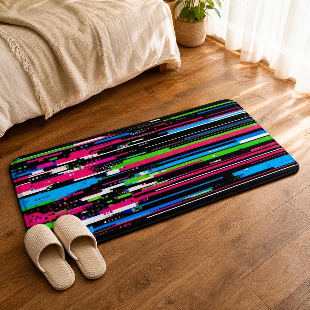 พรมปูพื้นลายทางแนวตั้งสีสันสดใ - Retro Gaming Rug บทวิจารณ์และราคา