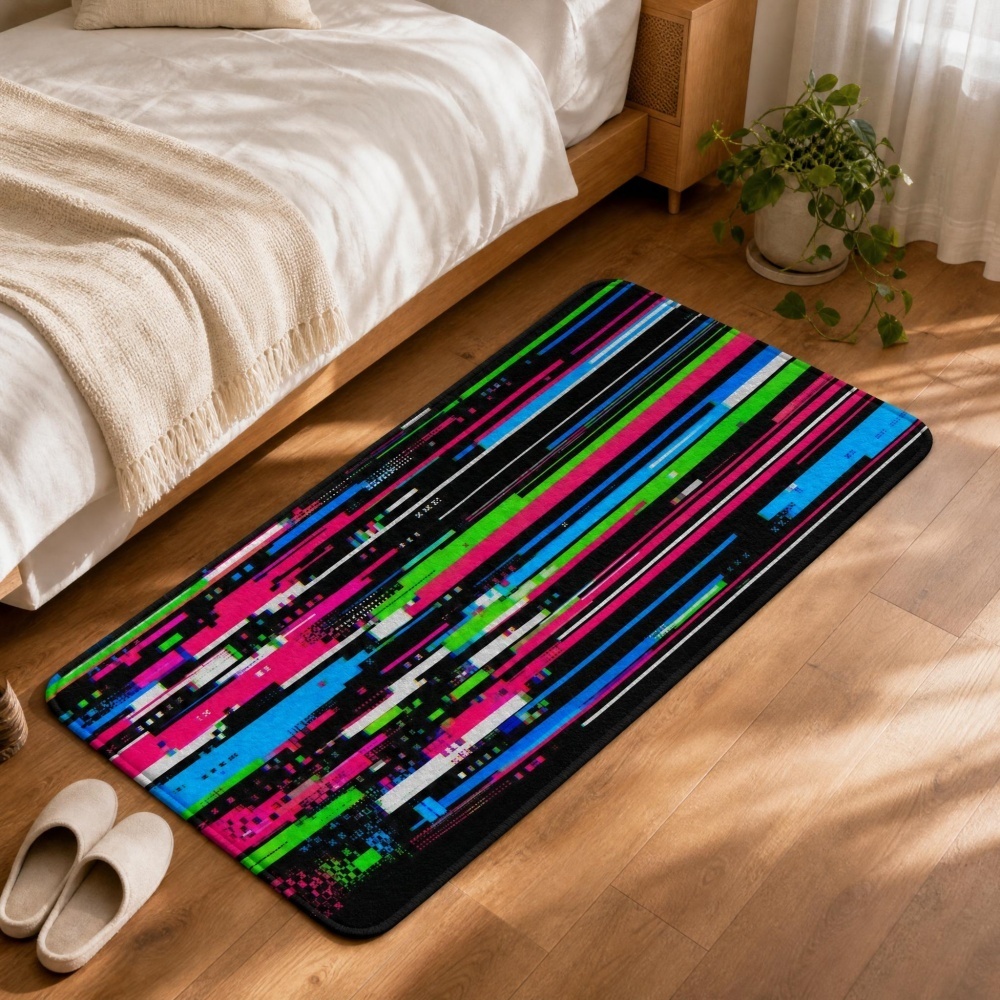 พรมปูพื้นลายทางแนวตั้งสีสันสดใ - Retro Gaming Rug บทวิจารณ์และราคา