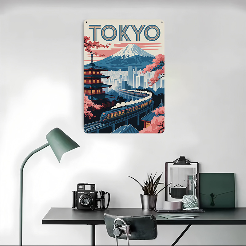 โปสเตอร์โลหะลายวัดและรถไฟโตเกี - Retro Gaming Tokyo บทวิจารณ์และราคา