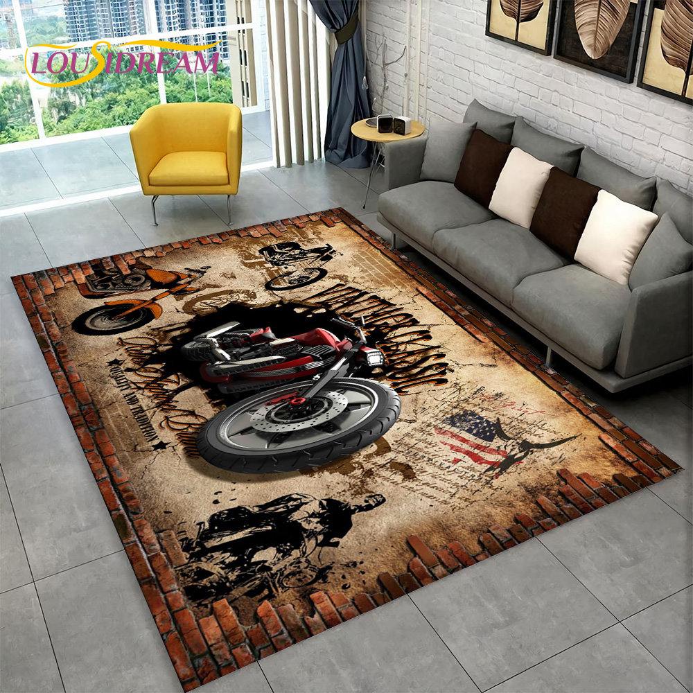 3D Retro Vintage รถจักรยานยนต์ - Retro Gaming Rug บทวิจารณ์และราคา