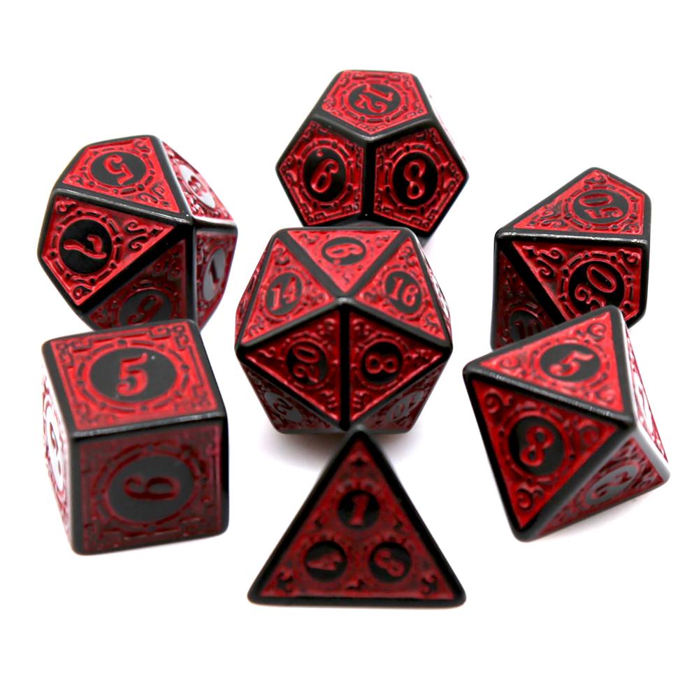 7 ชิ้นสีดำสีแดงอะคริลิคโพลีเฮด - Retro Gaming Table บทวิจารณ์และราคา